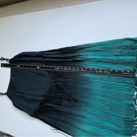 Design Lab Lord & Taylor Dress Small Black/Green  Fringe Mini Oversized Y2K - Picture 5 of 8